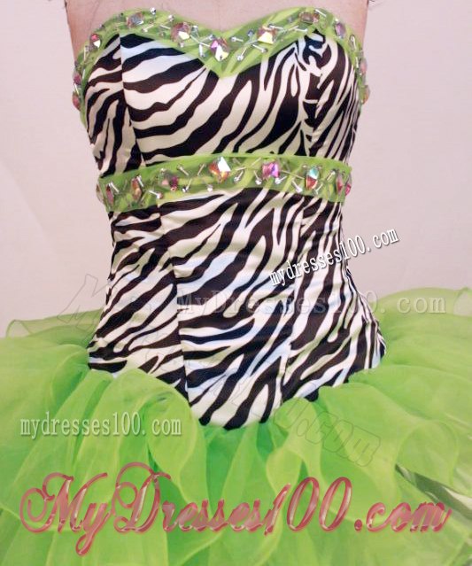 Ruffled Layers Rhinestone Sweet sixteen dresses with Black and White Zabra